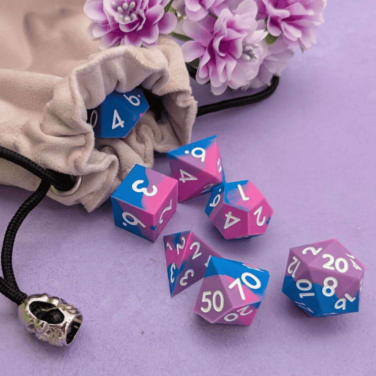 Charm | Blue and Pink Silicone Dice Set