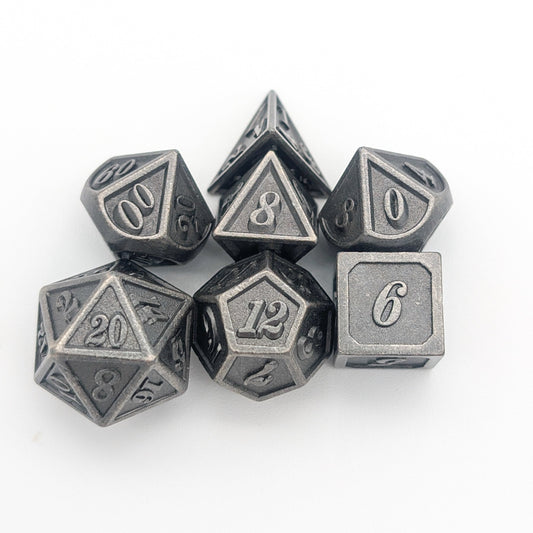 Full Silver Metal Dice Set