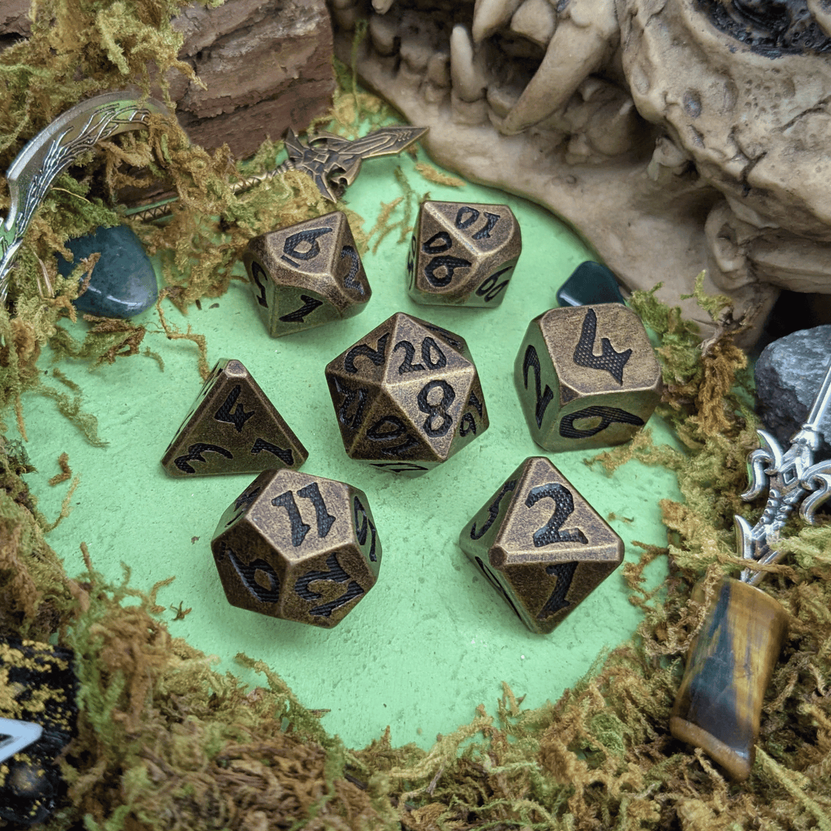 Large Number Brass Metal Core Dice Set