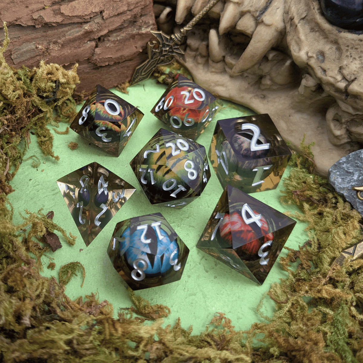 Snake Eye Multi-Coloured Liquid Core Dice Set