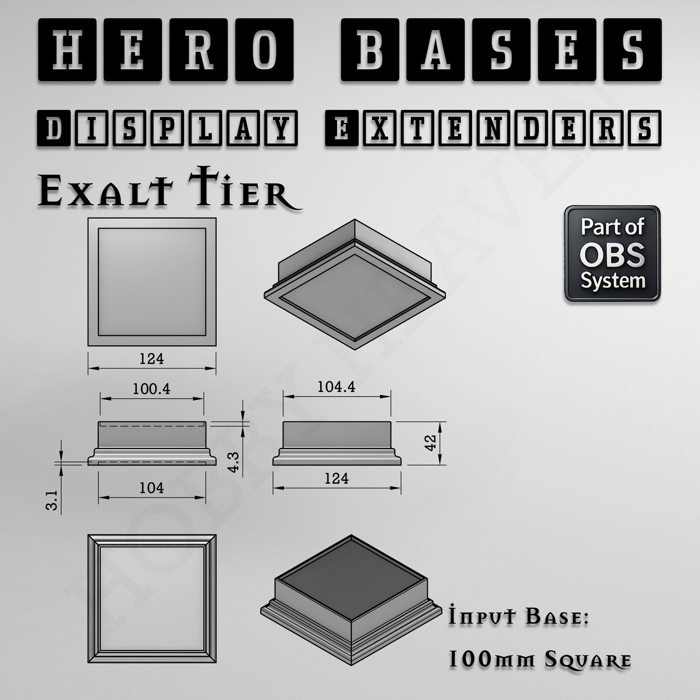 Hero Bases Display Extenders | Squares and Rectangles | Convert Gaming Bases to Display Bases & Plinths