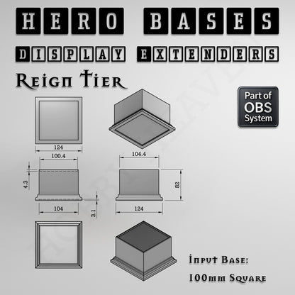 Hero Bases Display Extenders | Squares and Rectangles | Convert Gaming Bases to Display Bases & Plinths