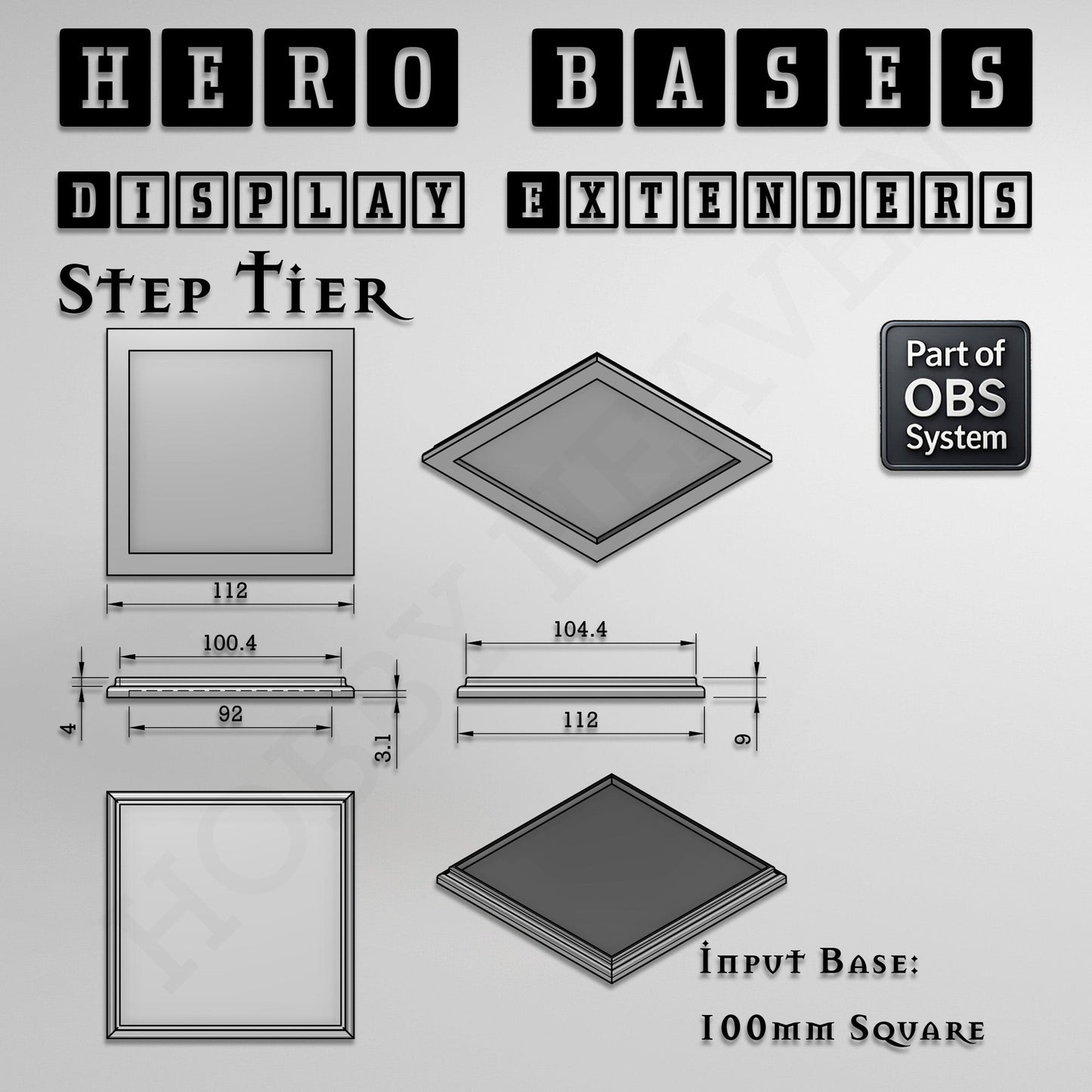 Hero Bases Display Extenders | Squares and Rectangles | Convert Gaming Bases to Display Bases & Plinths