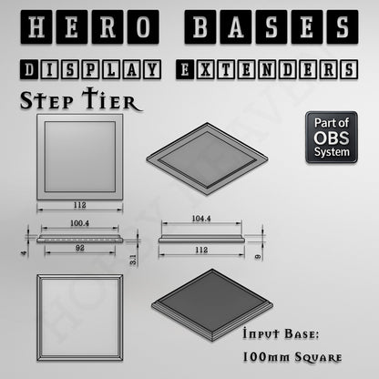Hero Bases Display Extenders | Squares and Rectangles | Convert Gaming Bases to Display Bases & Plinths