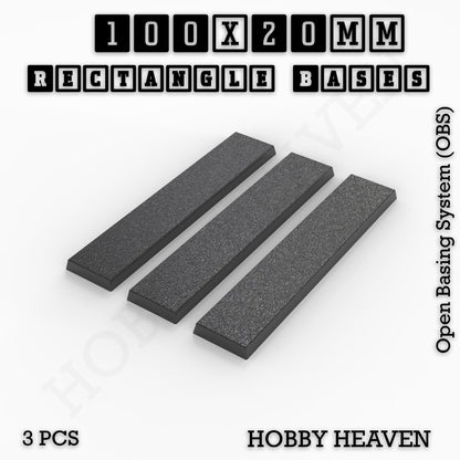 Rectangle Bases Range Sizes - 75x30mm to 125x40mm Medium Sizes 3d Print Full Range Tabletop Games