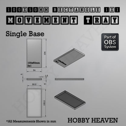 Rectangle Movement Trays | Cavalry & Monsters | 50×25-100×60mm | OBS System