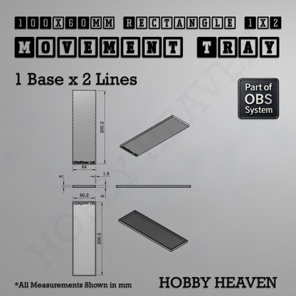 Rectangle Movement Trays | Cavalry & Monsters | 50×25-100×60mm | OBS System