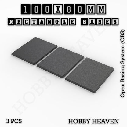 Rectangle Bases Range Sizes - 75x30mm to 125x40mm Medium Sizes 3d Print Full Range Tabletop Games