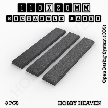 Rectangle Bases Range Sizes - 75x30mm to 125x40mm Medium Sizes 3d Print Full Range Tabletop Games