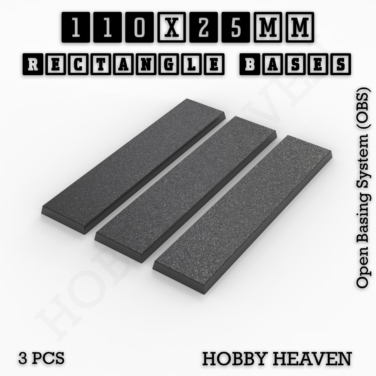 Rectangle Bases Range Sizes - 75x30mm to 125x40mm Medium Sizes 3d Print Full Range Tabletop Games