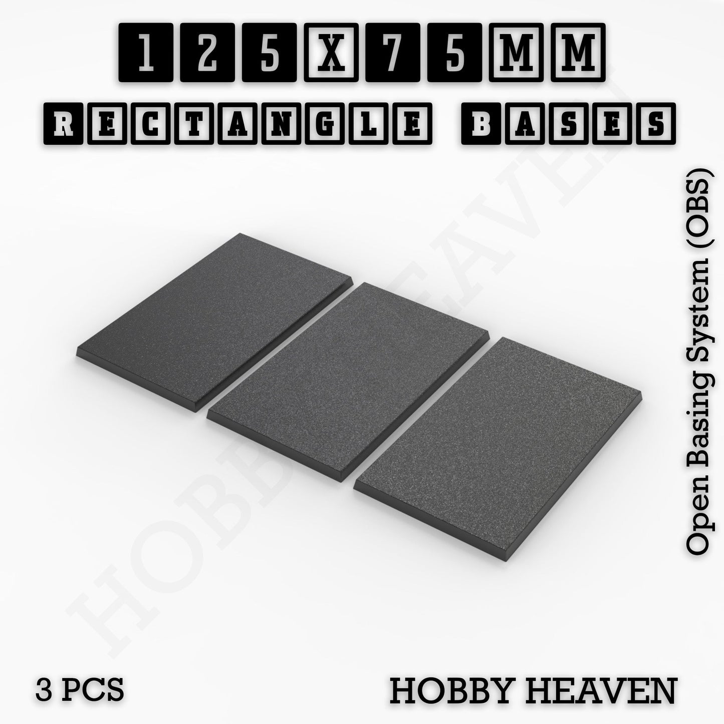 Rectangle Bases Range Sizes - 125x50mm to 200x175mm Large Sizes 3d Print Full Range Tabletop Games