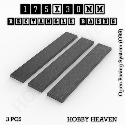 Rectangle Bases Range Sizes - 125x50mm to 200x175mm Large Sizes 3d Print Full Range Tabletop Games