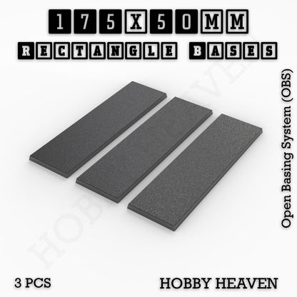 Rectangle Bases Range Sizes - 125x50mm to 200x175mm Large Sizes 3d Print Full Range Tabletop Games