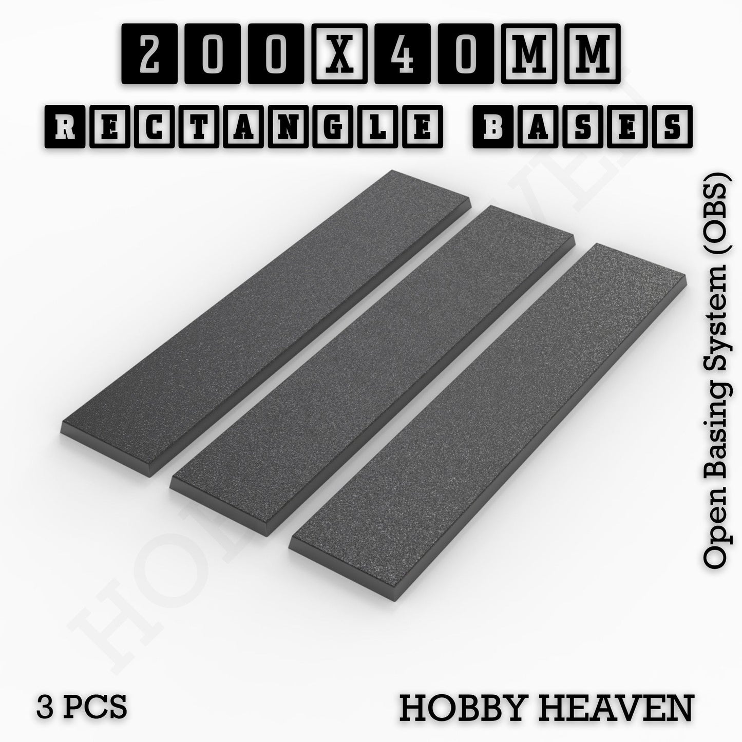 Rectangle Bases Range Sizes - 125x50mm to 200x175mm Large Sizes 3d Print Full Range Tabletop Games