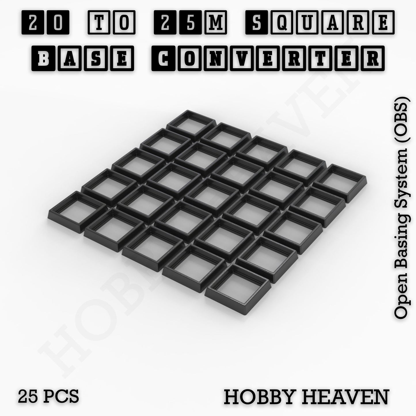 Square to Square Bases Size Converters 3d Print Full Range