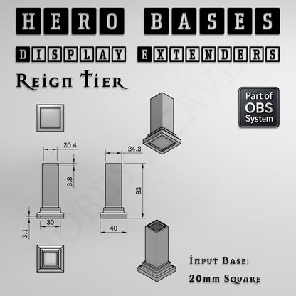 Hero Bases Display Extenders | Squares and Rectangles | Convert Gaming Bases to Display Bases & Plinths