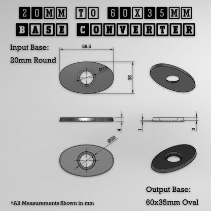 Round To Oval Bases Size Converters 3d Print Full Range