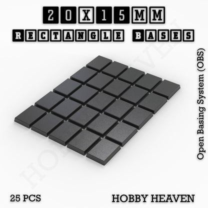 Rectangle Bases Range Sizes - 20x15mm to 75x25mm Small Sizes 3d Print Full Range Tabletop Games