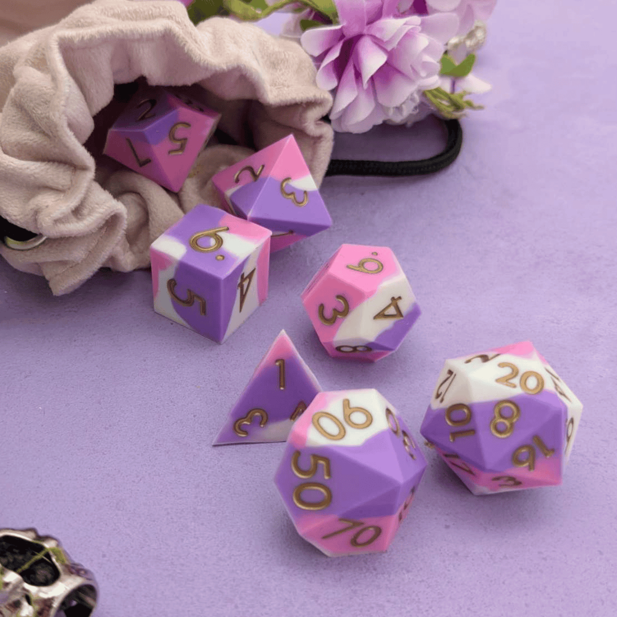 Sleep | Purple and White Silicone Dice Set