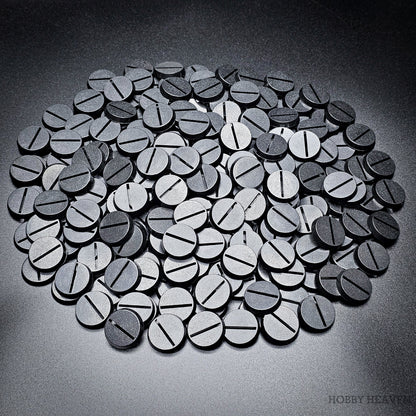 25mm Round Slotted Bases for Wargaming Miniatures | Durable Plastic | Compatible with Popular Tabletop Games