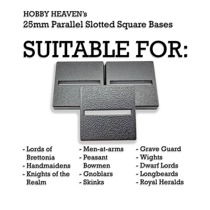 25mm Square Parallel Slotted Plastic Bases