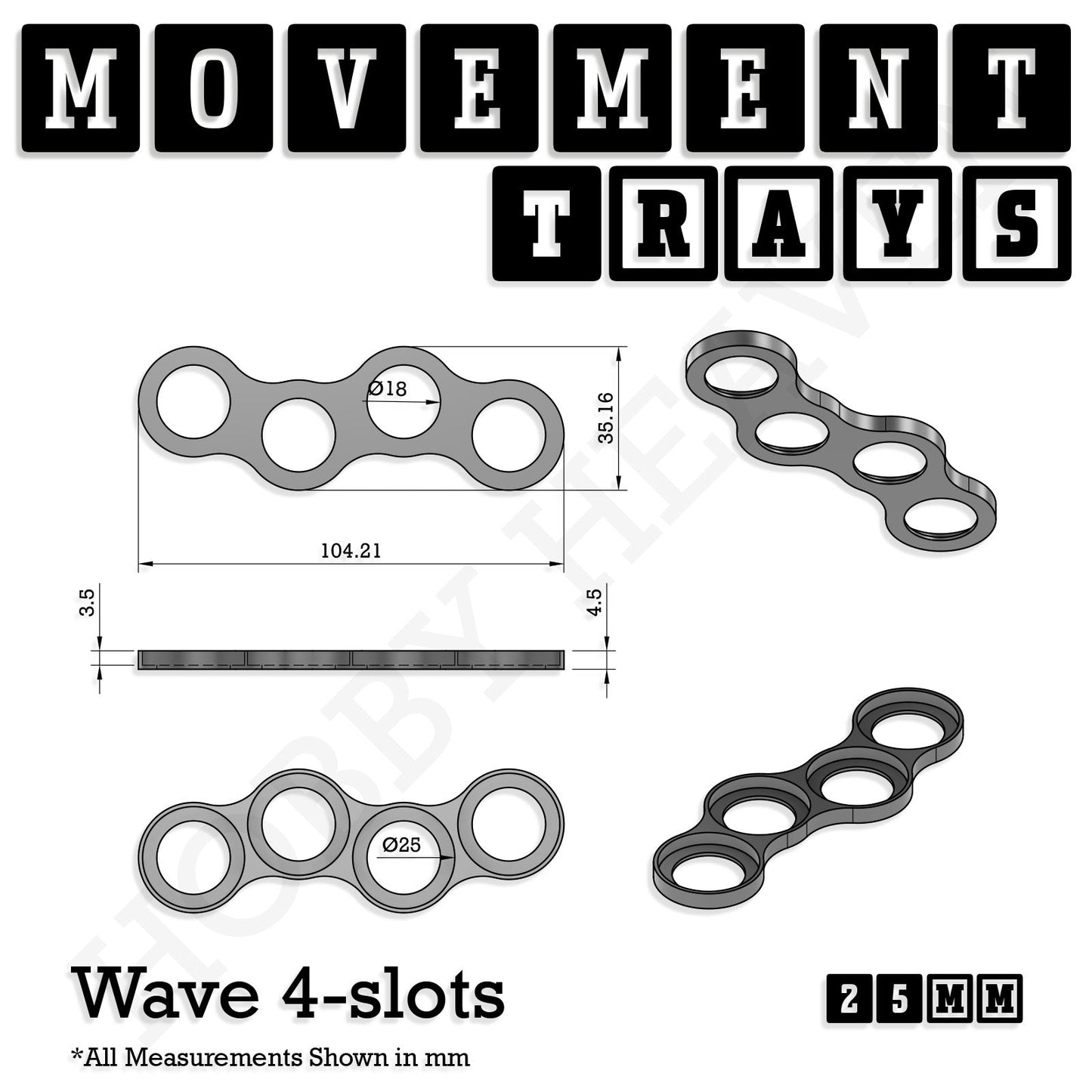 25mm Movement Trays for Tabletop Games | Waargaming | Full Range