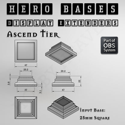 Hero Bases Display Extenders | Squares and Rectangles | Convert Gaming Bases to Display Bases & Plinths