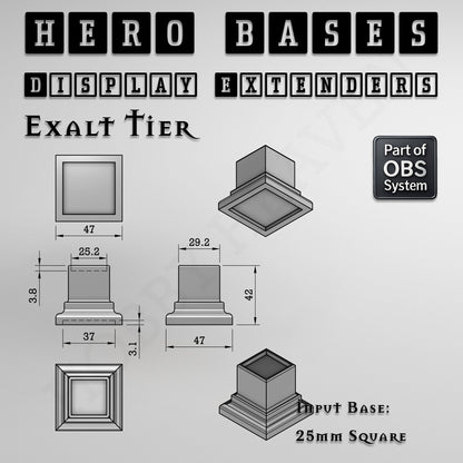 Hero Bases Display Extenders | Squares and Rectangles | Convert Gaming Bases to Display Bases & Plinths