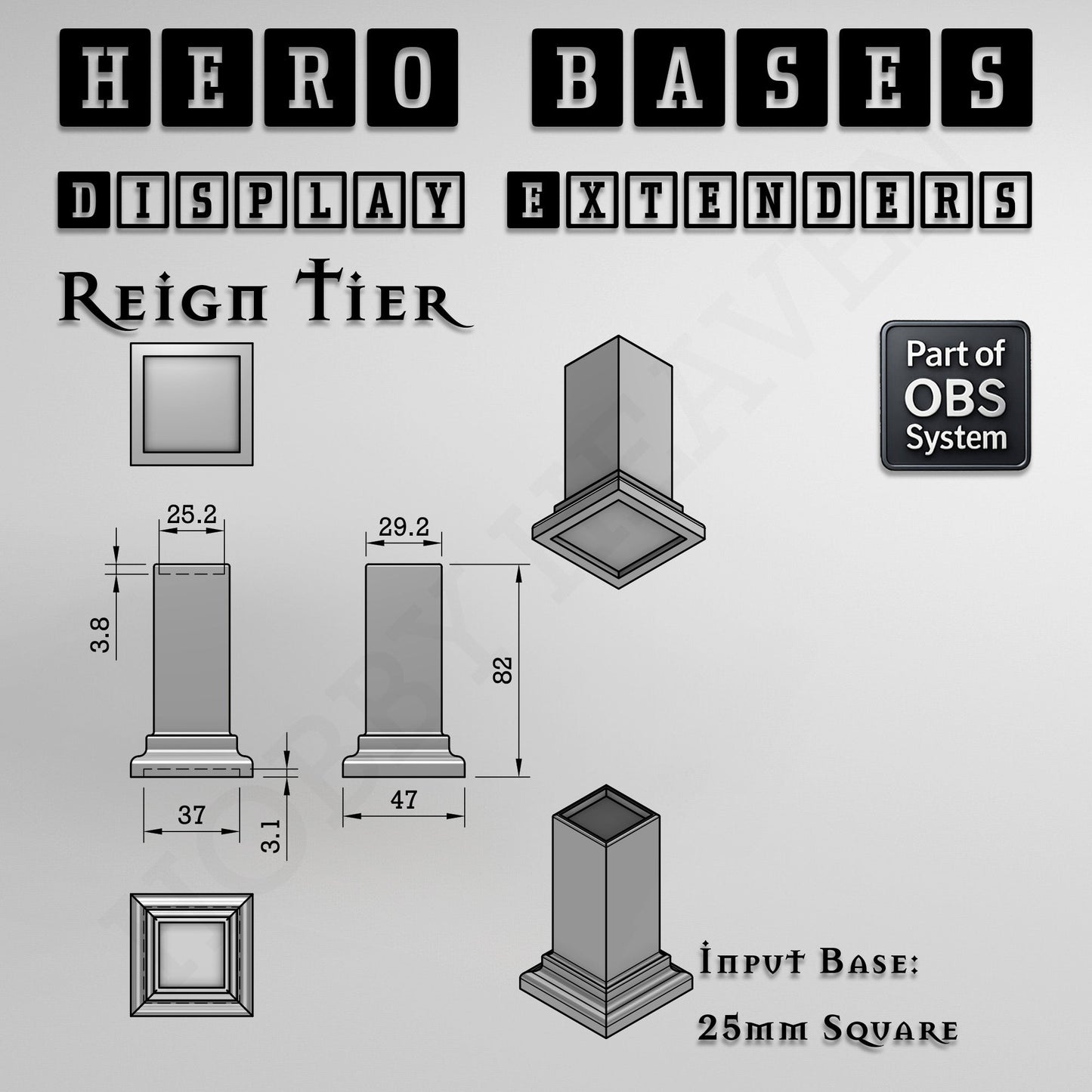 Hero Bases Display Extenders | Squares and Rectangles | Convert Gaming Bases to Display Bases & Plinths