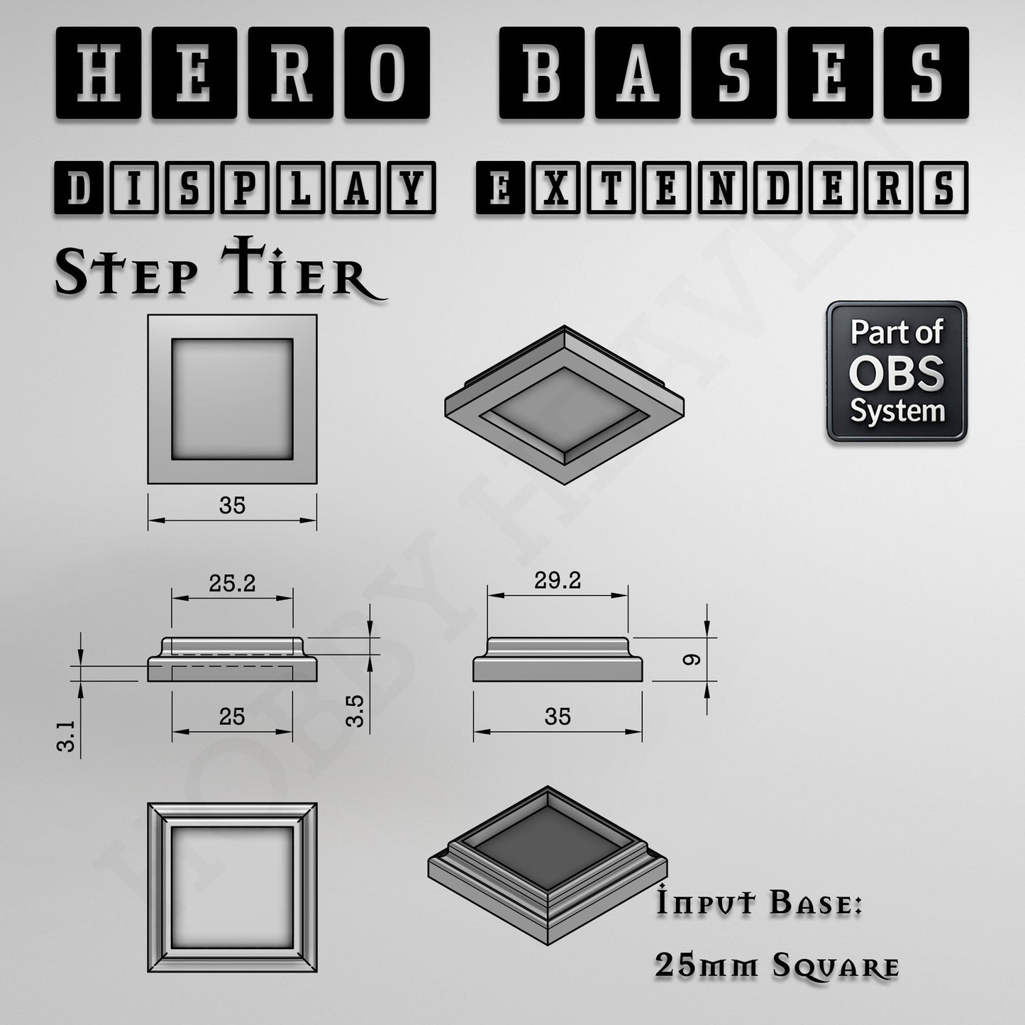 Hero Bases Display Extenders | Squares and Rectangles | Convert Gaming Bases to Display Bases & Plinths