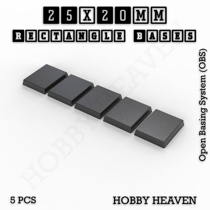 Rectangle Bases Range Sizes - 20x15mm to 75x25mm Small Sizes 3d Print Full Range Tabletop Games