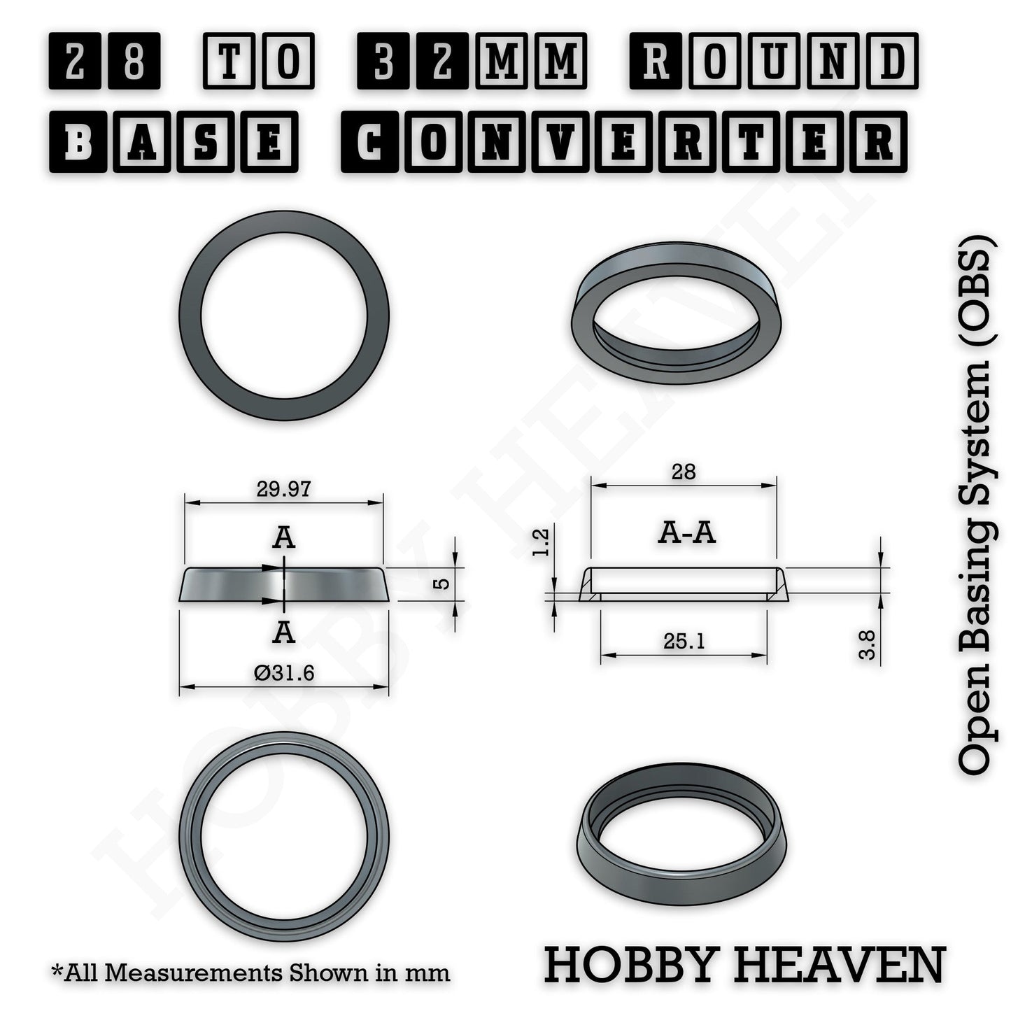 Round Bases Size Converters Round to Round 3d Print Full Range