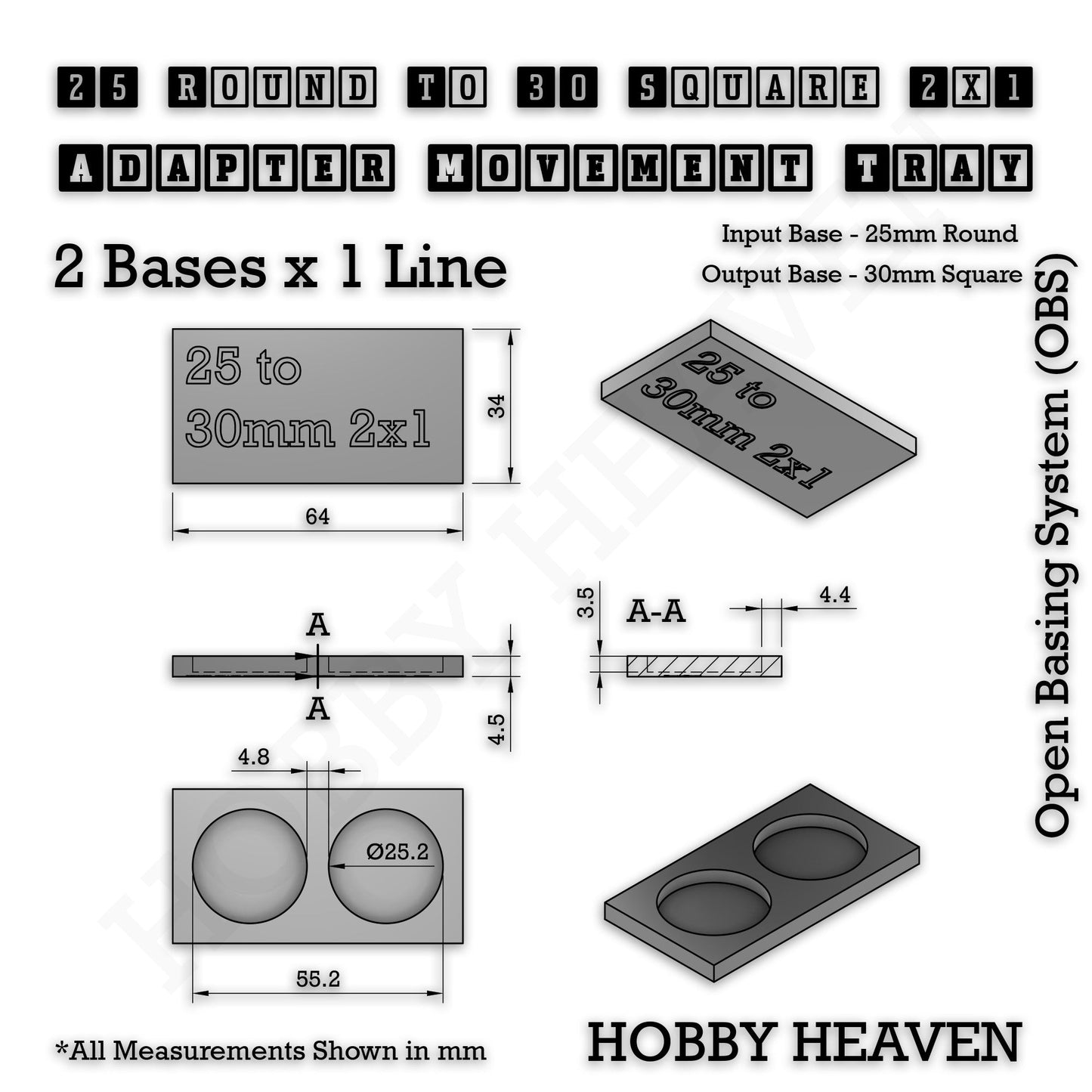 Round to Square Movement Trays Adapters for Tabletop Games