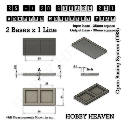 Square and Rectangle Movement Trays Adapters for Tabletop Games