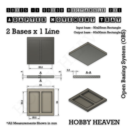 Square and Rectangle Movement Trays Adapters for Tabletop Games