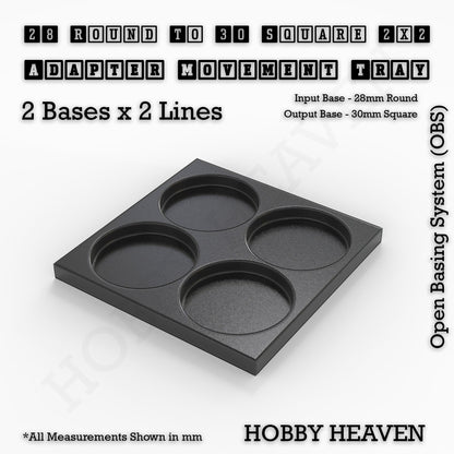 Round to Square Movement Trays Adapters for Tabletop Games