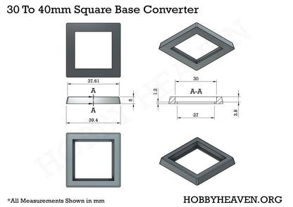 30 to 40mm Square Bases Converters 3d Print