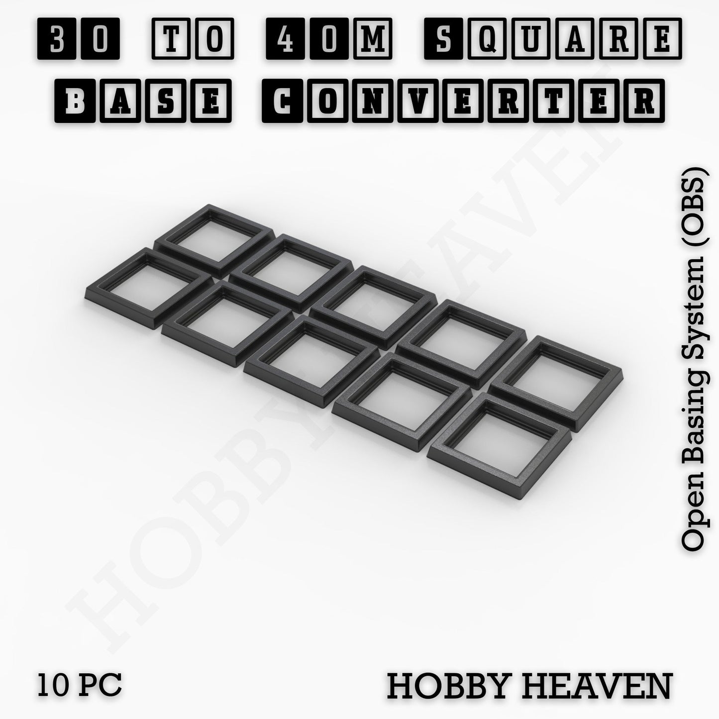 Square to Square Bases Size Converters 3d Print Full Range