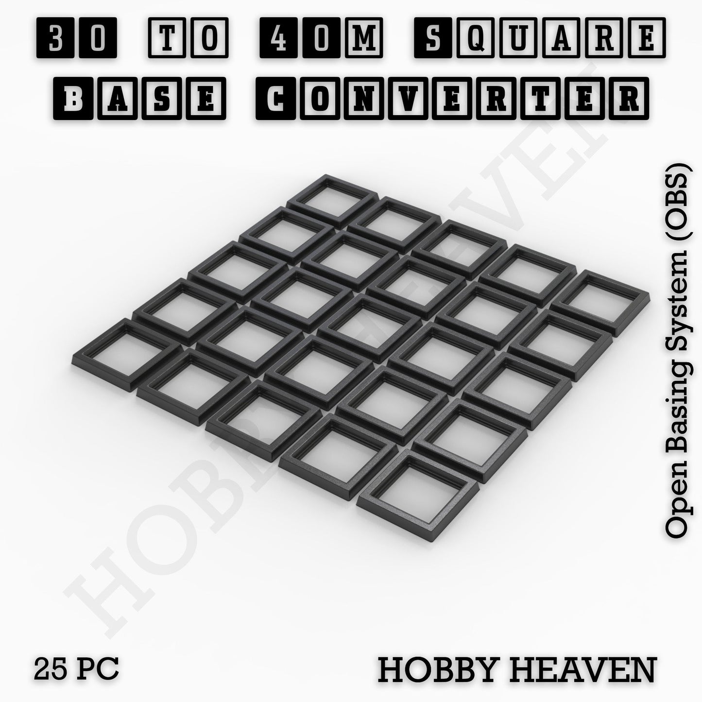 Square to Square Bases Size Converters 3d Print Full Range