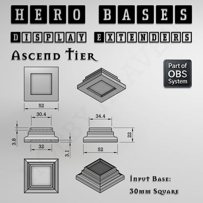 Hero Bases Display Extenders | Squares and Rectangles | Convert Gaming Bases to Display Bases & Plinths