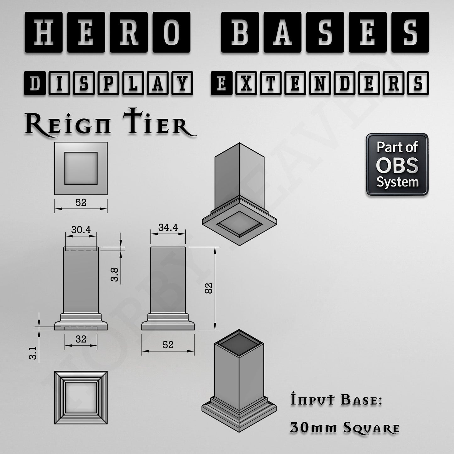 Hero Bases Display Extenders | Squares and Rectangles | Convert Gaming Bases to Display Bases & Plinths