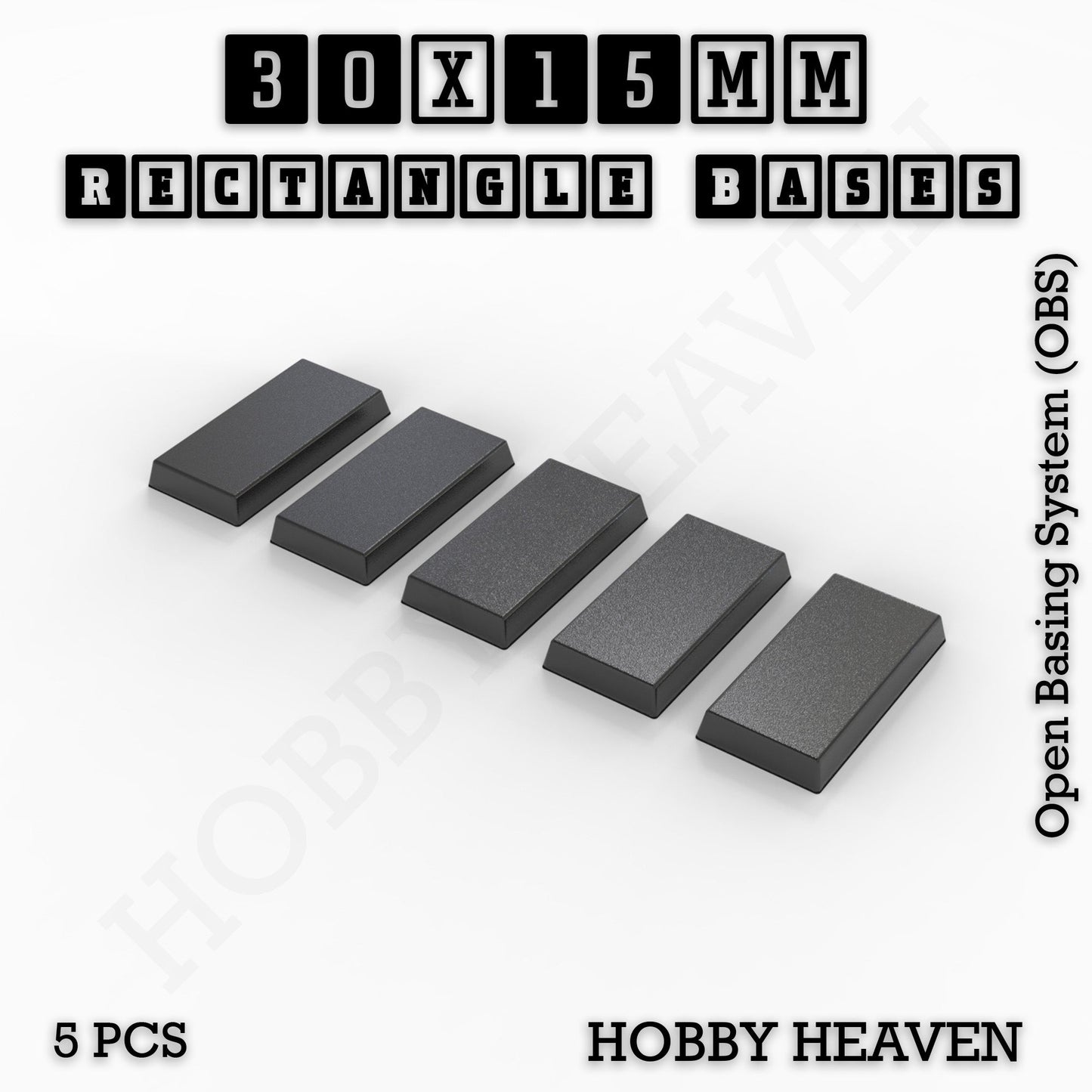 Rectangle Bases Range Sizes - 20x15mm to 75x25mm Small Sizes 3d Print Full Range Tabletop Games