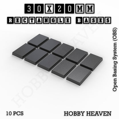 Rectangle Bases Range Sizes - 75x30mm to 125x40mm Medium Sizes 3d Print Full Range Tabletop Games
