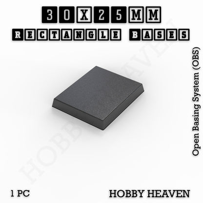 Rectangle Bases Range Sizes - 20x15mm to 75x25mm Small Sizes 3d Print Full Range Tabletop Games