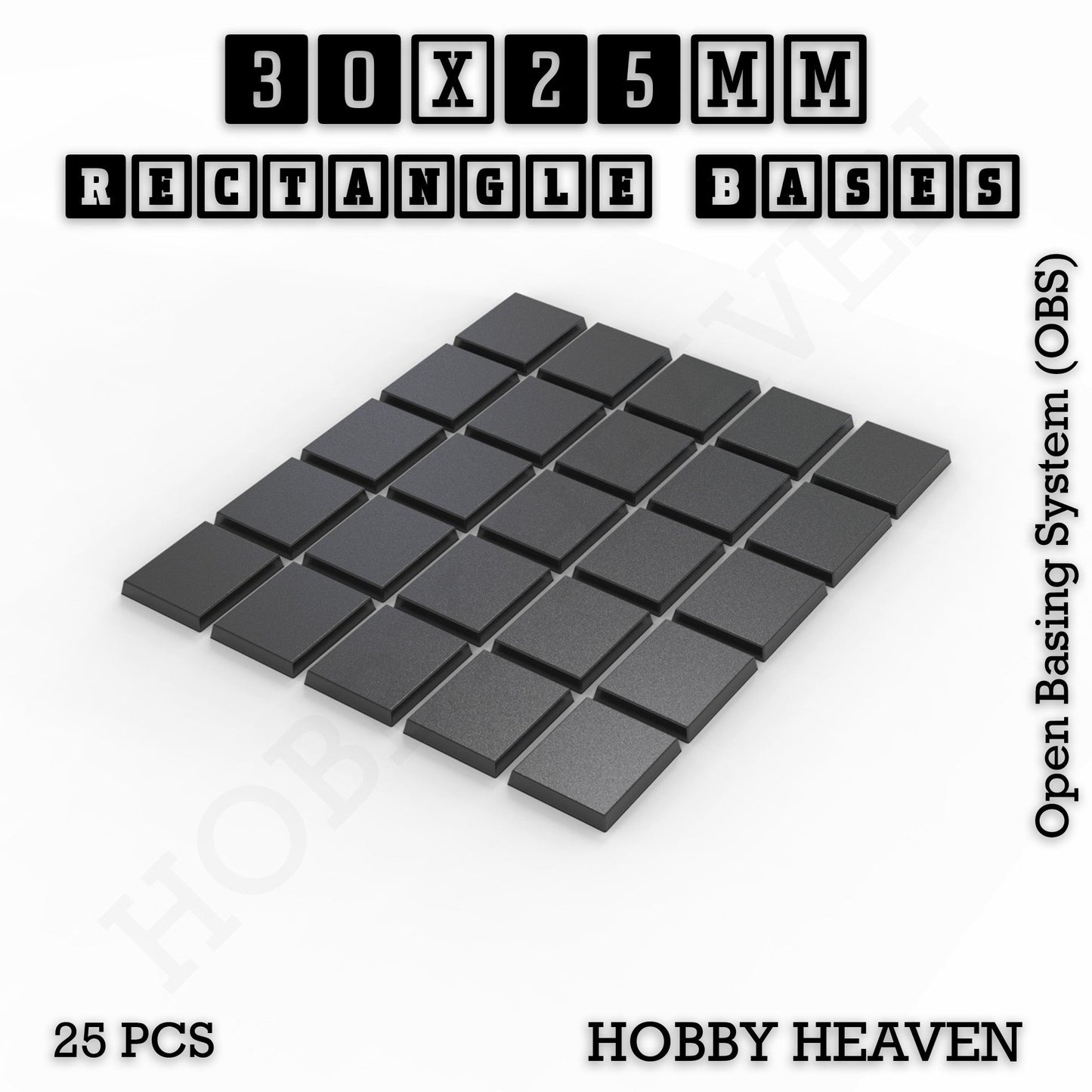 Rectangle Bases Range Sizes - 20x15mm to 75x25mm Small Sizes 3d Print Full Range Tabletop Games