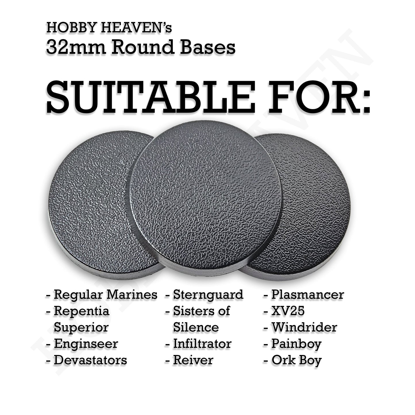 32mm Round Plain Plastic Bases