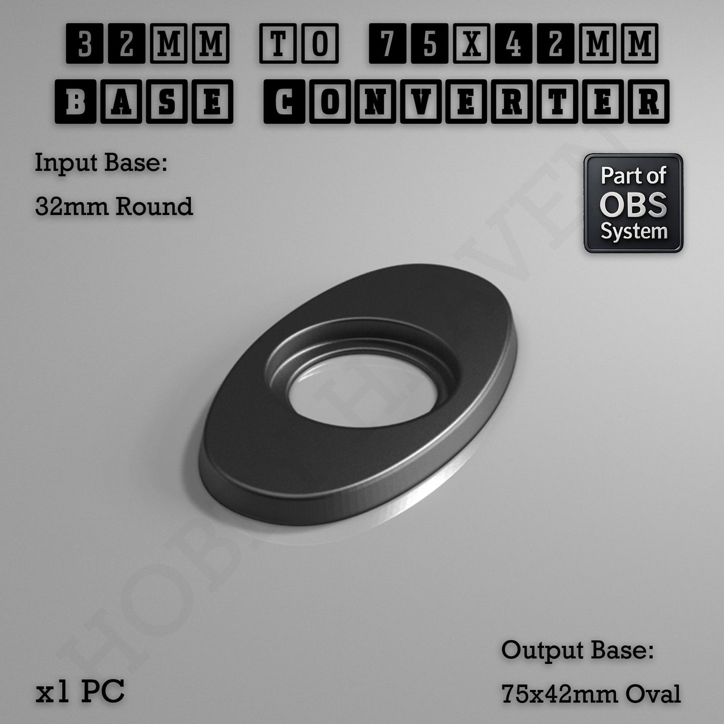 Round To Oval Bases Size Converters 3d Print Full Range