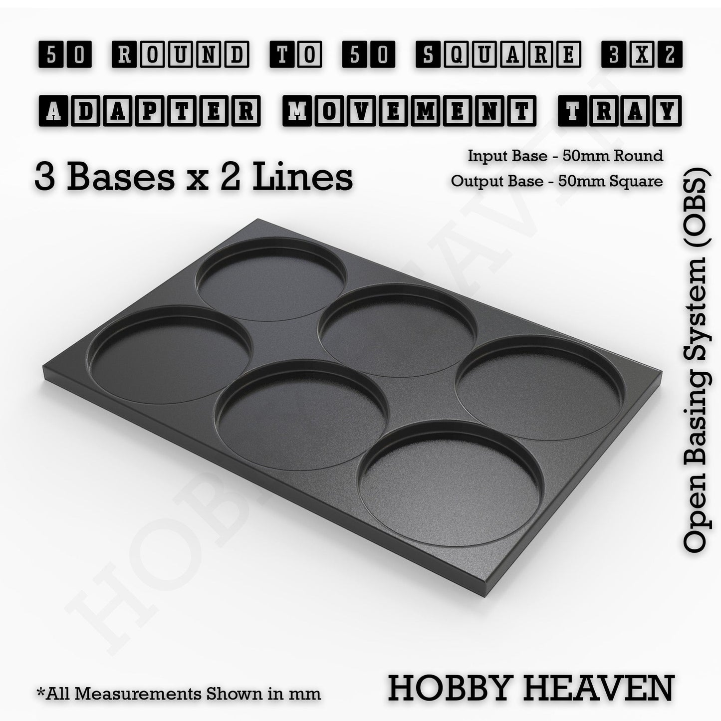 Round to Square Movement Trays Adapters for Tabletop Games