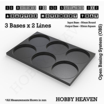 Round to Square Movement Trays Adapters for Tabletop Games