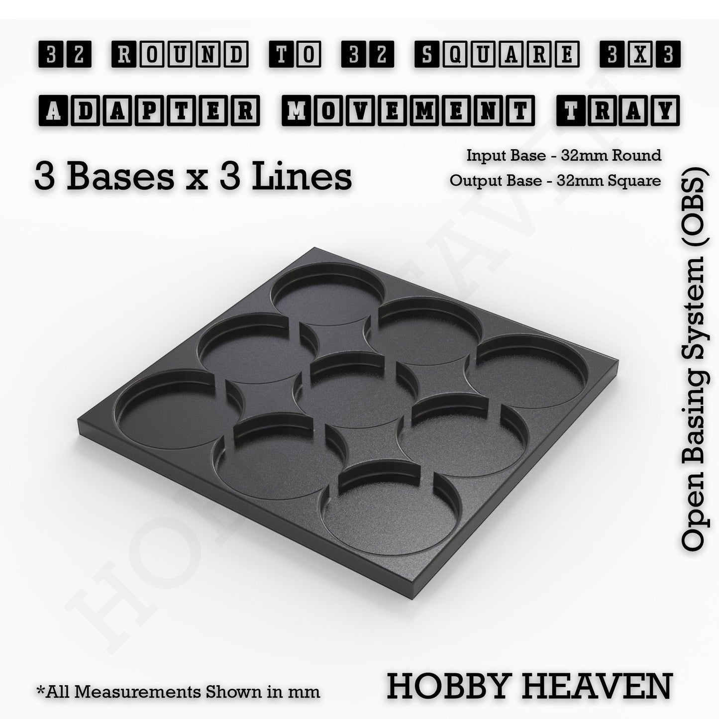 Round to Square Movement Trays Adapters for Tabletop Games